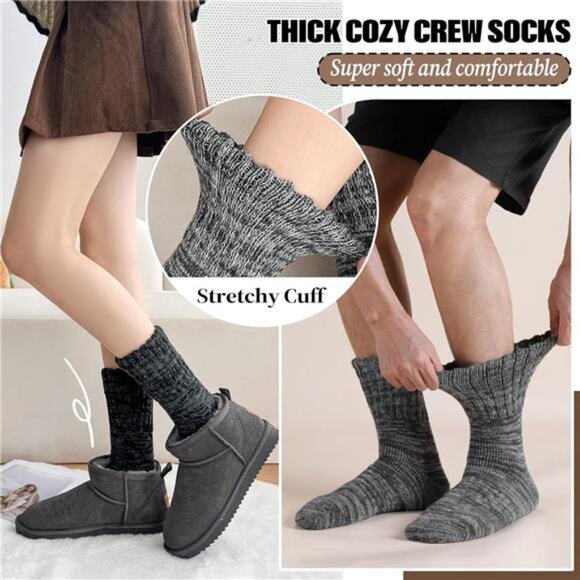 3 Pairs Medium Women Boot Socks Thermal Warm Thick Winter Cozy Hiking Work - Picture 6 of 7